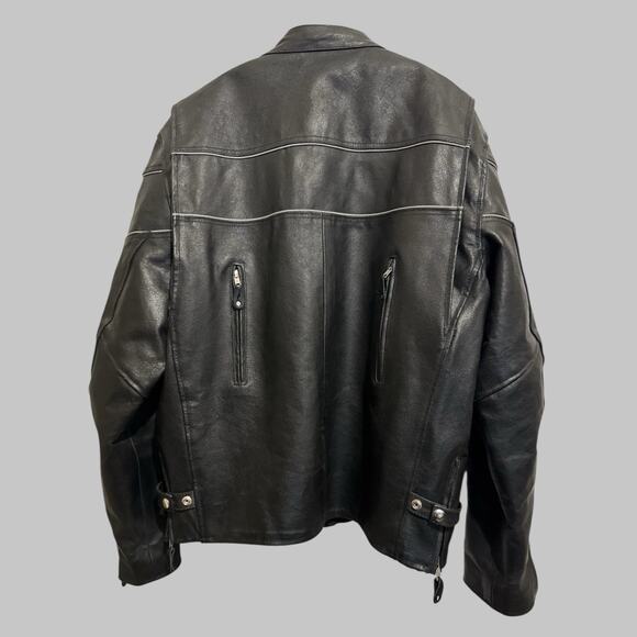 Vintage Y2K Wild Wear Genuine Leather Zip Out Liner Black Moto Jacket XL - Picture 3 of 13